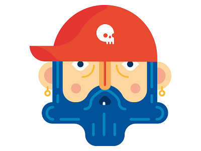 Pirate beard blue buccaneer skull