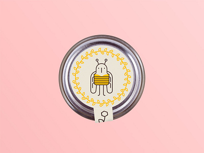 Honey 2d bee flower illustration jar jars logo packaging