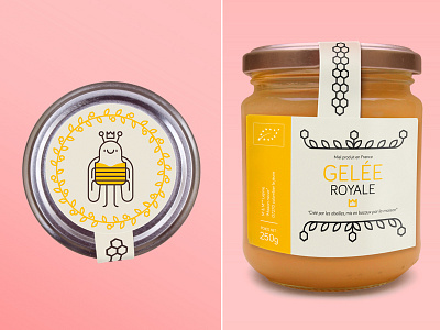 Royal jelly 2d bee honey illustration jar mockup packaging queen