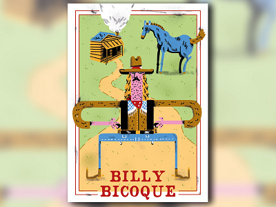 Billy Bicoque cowboy horse illustration poster western