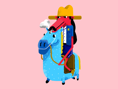 cowboy blue cowboy drawing horse illustration sherif