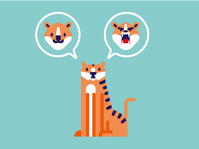 Tiger mood animal bad icon illustration illustrator stupid tiger vector