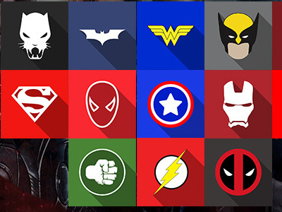 Flat Superhero Icons batman black panther captain america deadpool flash hulk iron man spider man superman thor wonder woman