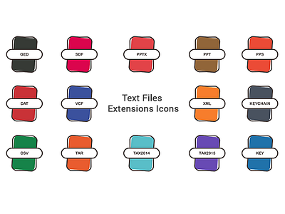 Text Files Extensions Icon Set