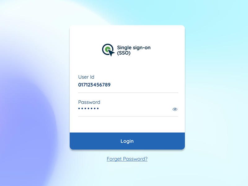 Login Screen Page Ui For Sso Single Sign On Application.