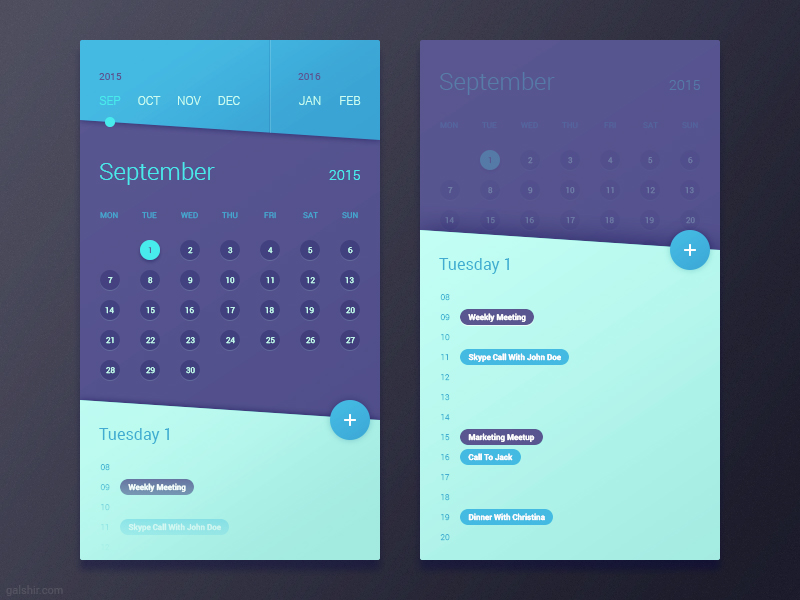 Calendar App by Gal Shir on Dribbble