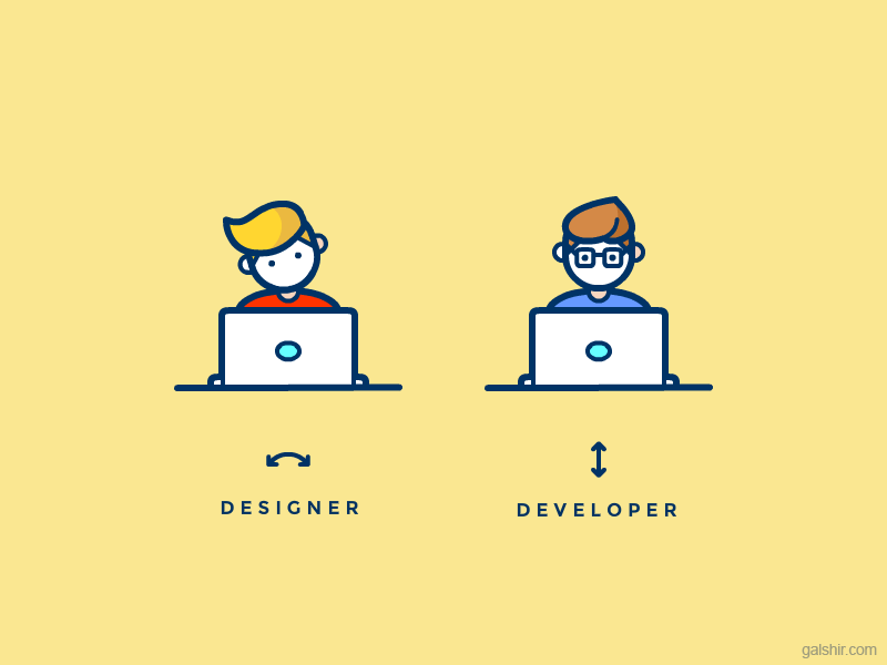 Designer vs. Developer animation character designer developer gif icon illustration