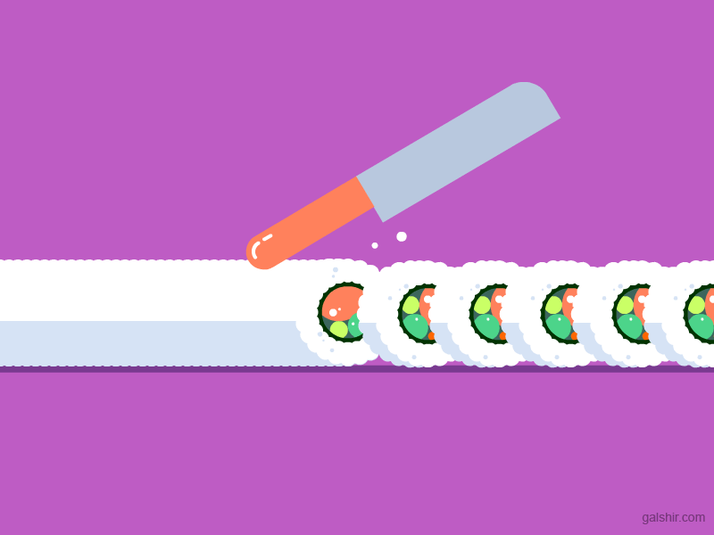 Sushi animation asian cut eat food gif knife rice slice sushi