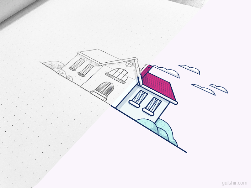 House Illustration - Design Process building house icon illustration roof sketch