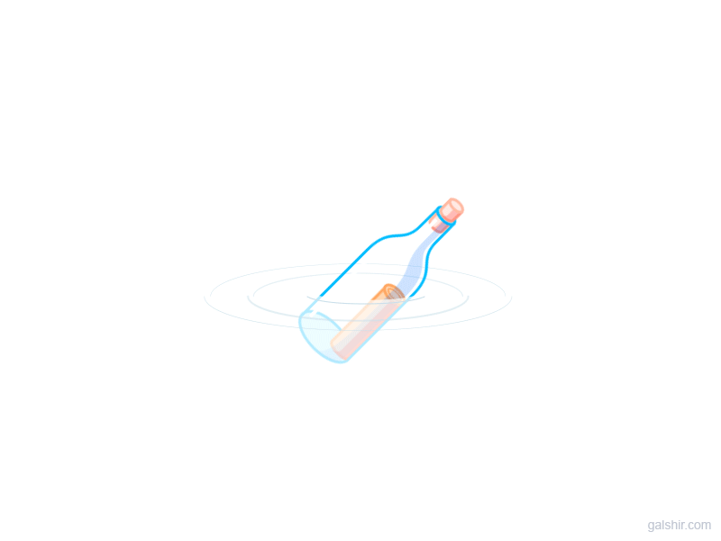 A Letter in a Bottle animation bottle floating glass icon letter minimal water