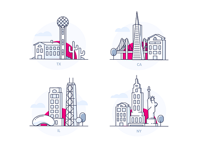 Lemonade States buildings icons illustration skyline states usa