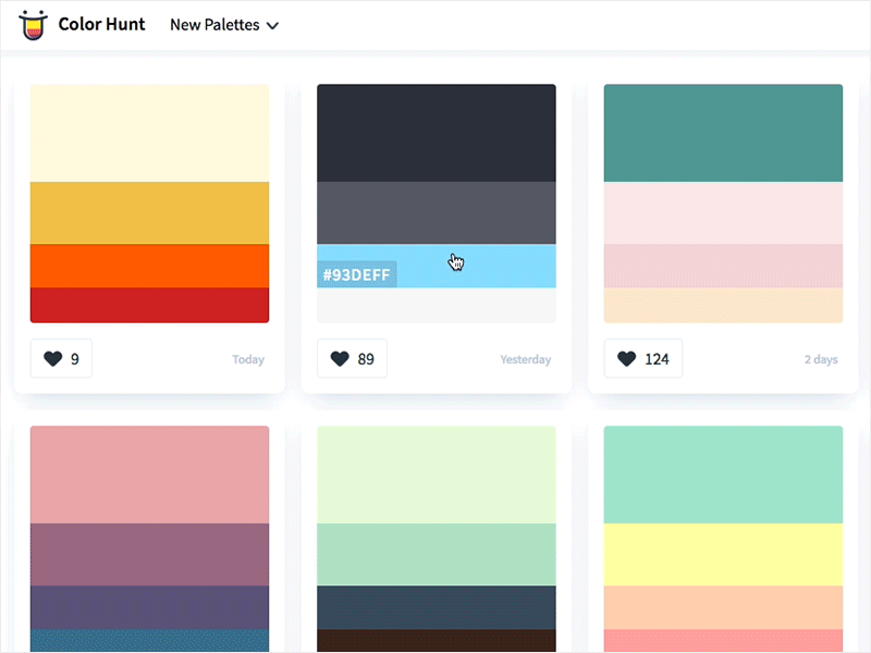 Color Hunt - Click to Copy color hunt color palettes colors palette