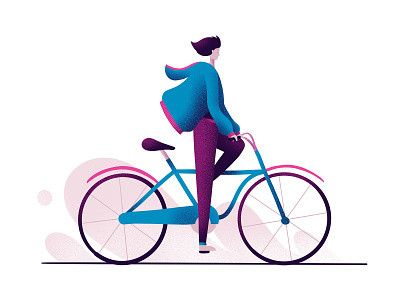 Winter Cycling bicycle bike character illustration ride