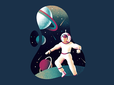 Astronaut 💫 astronaut galaxy illustration planets sky space stars