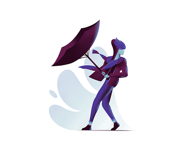 Wind character illustration umbrella wind