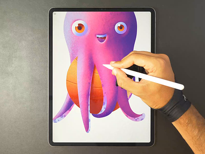 Octopus character drawing icon illustration octopus