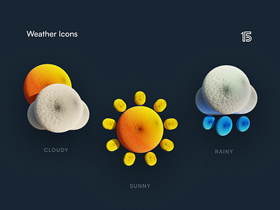 3D Weather Icons 3d app applications blender branding design forecast icons illustration logo typogaphy ui ux vector weather