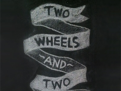 Two Wheels and Two chalk art hand drawn