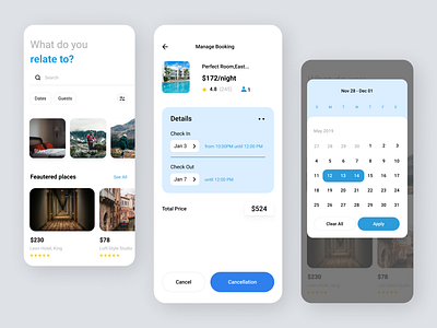 Online hotel booking App app art design ui ux