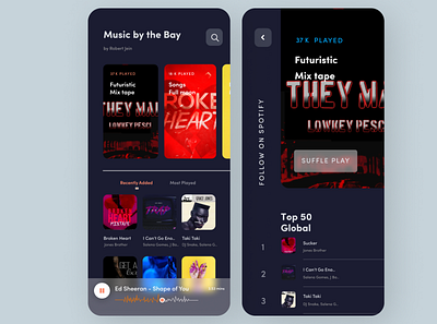 Online Music App design minimal ui ux web