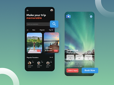 Travel App app design illustration ui ux