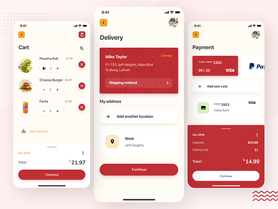 Food ordering App app design flat icon minimal ui ux