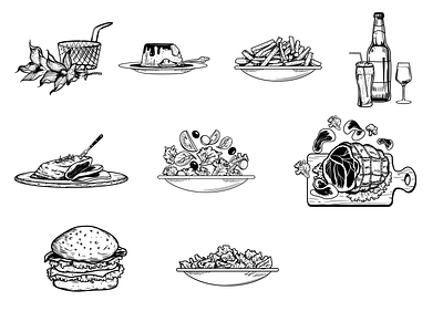Illustrations for restaurant's menu illustration vector