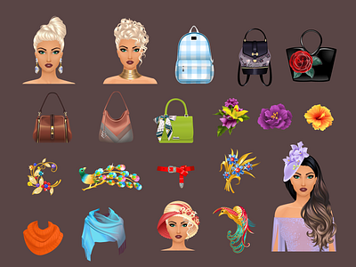 Fashion game items illustration vector