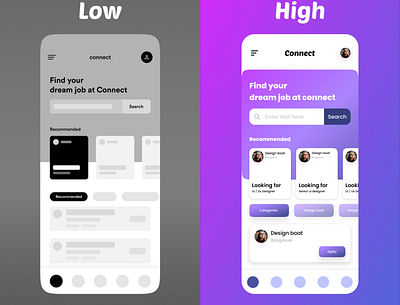 Low to High Fidelity design graphicdesign ui ui ux ux