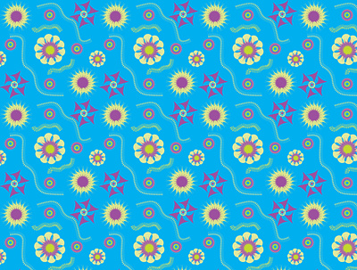 Summer Surface Pattern beach blue digital wrap paper fabric flower pattern print on demand purple summer surface pattern surfacedesign towel yellow