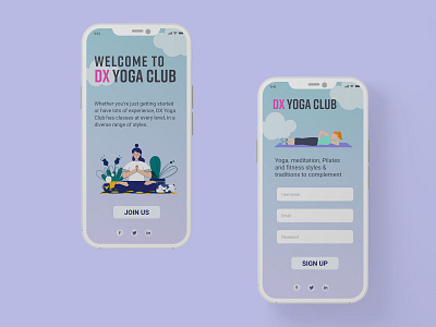 DX Yoga Club Sign Up page UI Design dailyui graphic design mobilapp prototype signup ui webdesign xd