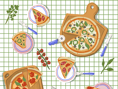 Pizza art design drawing graphic design illustration illustrator painting patter design pattern photoshop