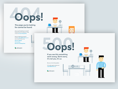 Error Pages 404 & 500 404 500 error flat illustration