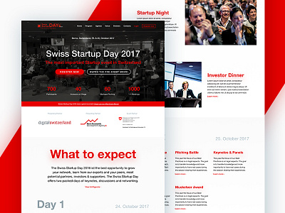 Swiss Startup Day 2017 - Event Page clean event flat helvetica shadows website