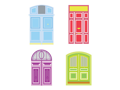 Paris Doors color design doors icon illustration