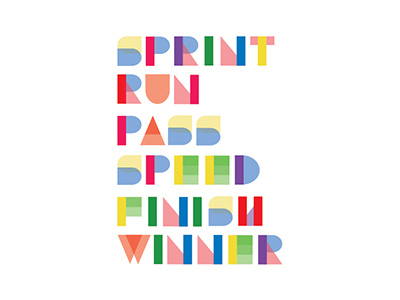 Racing Words color run shapes typography winner