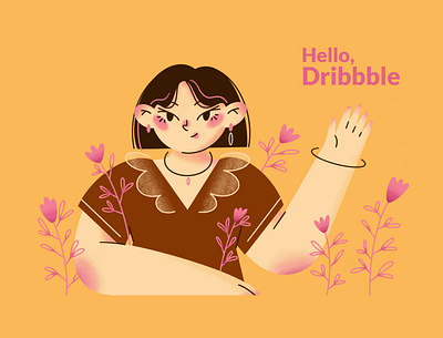 Hello, Dribbble! character design character illustration dribbble girl illustration procreate women