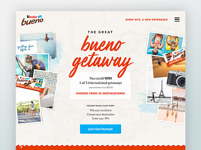 Kinder Bueno Dribbble campaign candy chocolate contest creative mobile quiz ui website