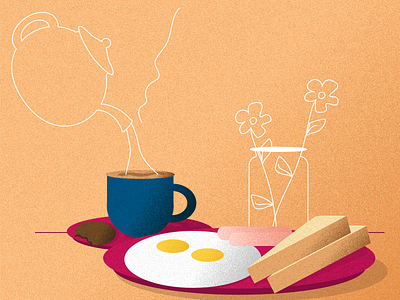 Breakfast breakfast food french toast graphic design illustration orange tea