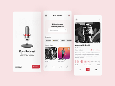 Kuss Podcast app design mobile podcast