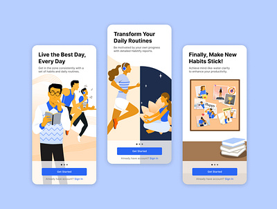 On Boarding Habitify App app design habit tracker onboarding