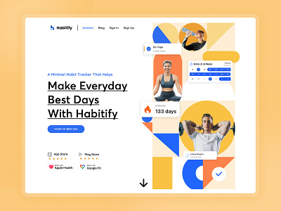 Habit Builder App: Hero Image landingpage web design