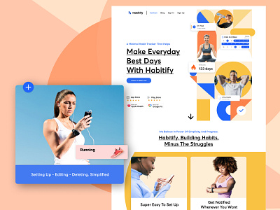 Habitify App/ Geometric Pattern habit tracker landing page web design