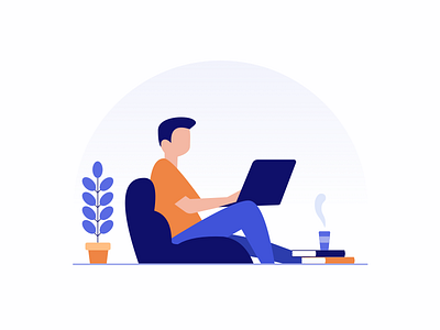 Illustration Job Offers 👨🏻‍🎨 apricot illustration job laptop man offers vector web work