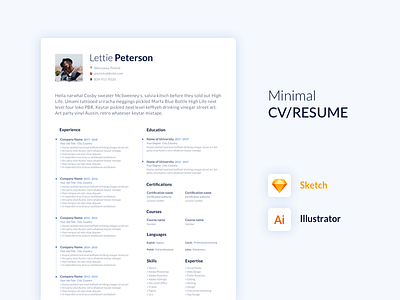 Minimal CV/Resume cv illustrator minimal resume sketch template vsobipan