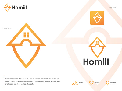 Homeiit Logo Design abstractlogo app brand branding brandingidentity design graphic design home icon identity illustration location logo mark person vector