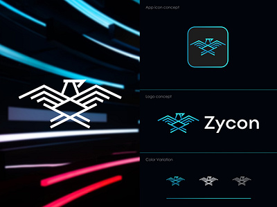 Zycon Logo Concept app app icon bird brand branding color company concept cyber cyber security design eagle gradient icon letter logo logo design mark symbol typography