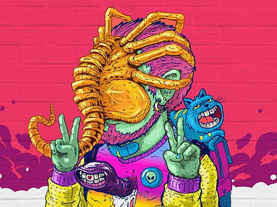 Alien Face hugger Character Illustration