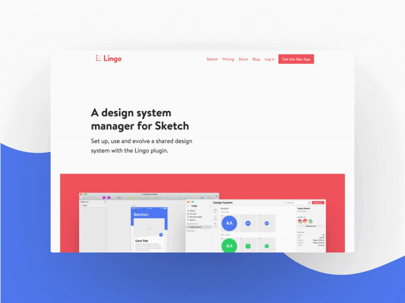 Lingo Plugin – A Design System Manager for Sketch landing page layout marketing plugin product sketch