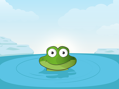 The Frog cartoon character frog ice illustration illustrator water